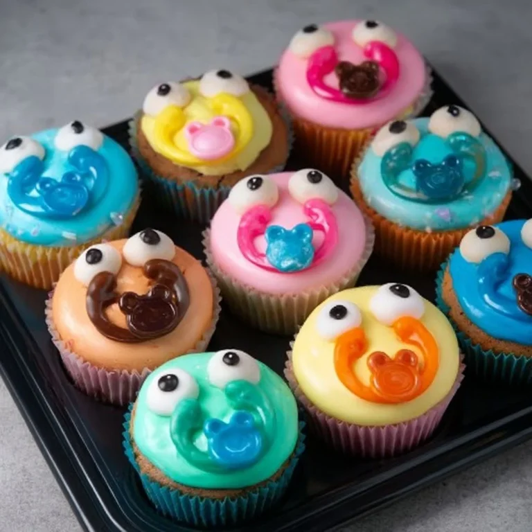 Colorful Pacifier Cupcakes for baby showers and celebrations