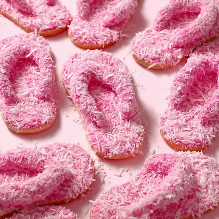 Pink Fuzzy Slipper Cookies decorated with vibrant colors and fuzzy textures.