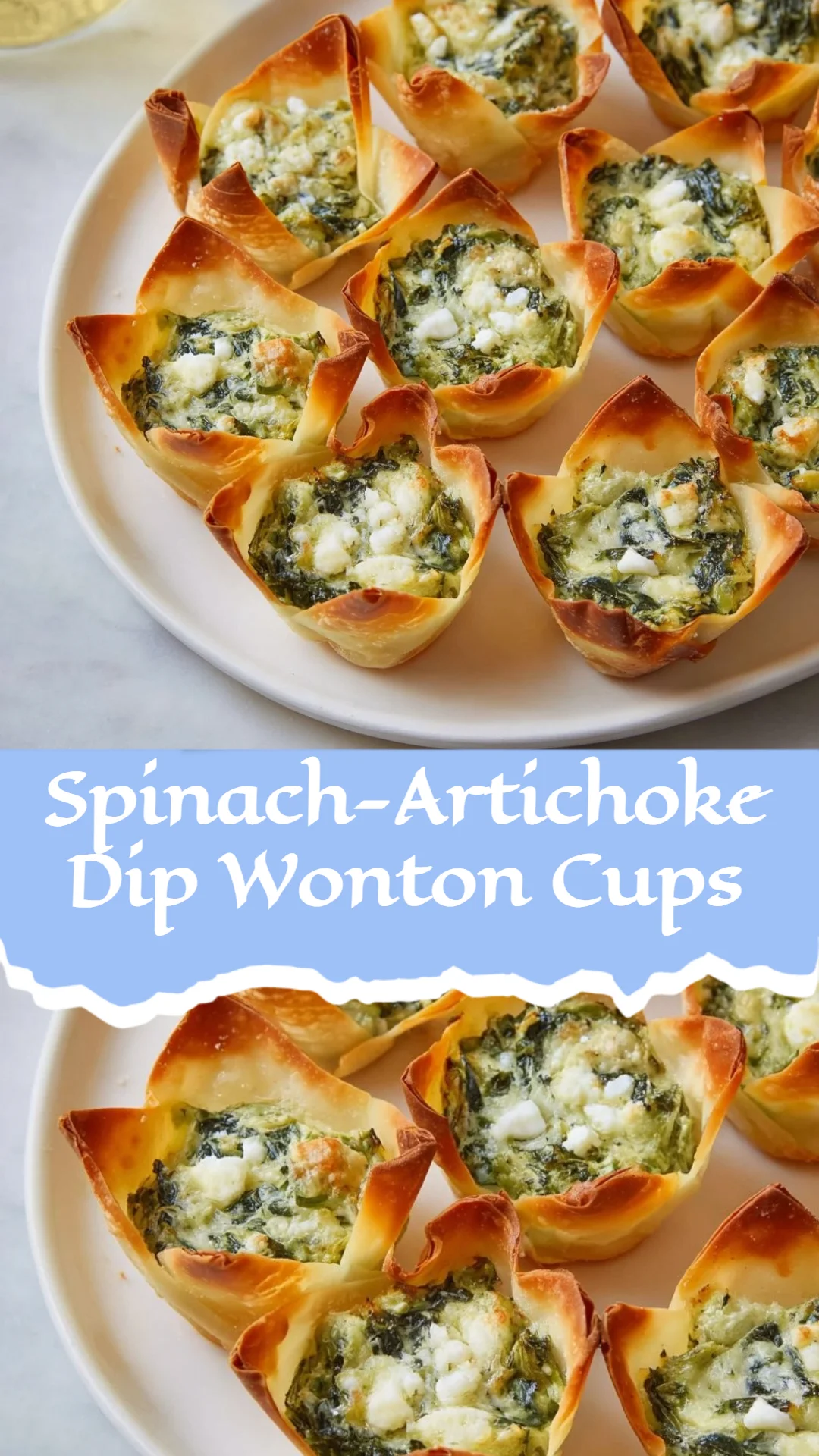 Spinach-Artichoke Dip Wonton Cups