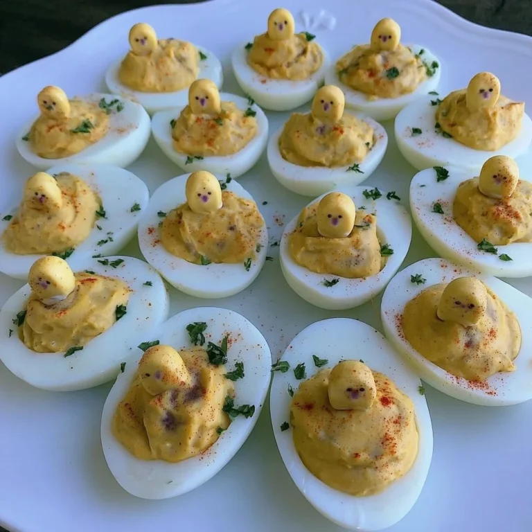 Delicious Newborn Baby Deviled Eggs served on a platter